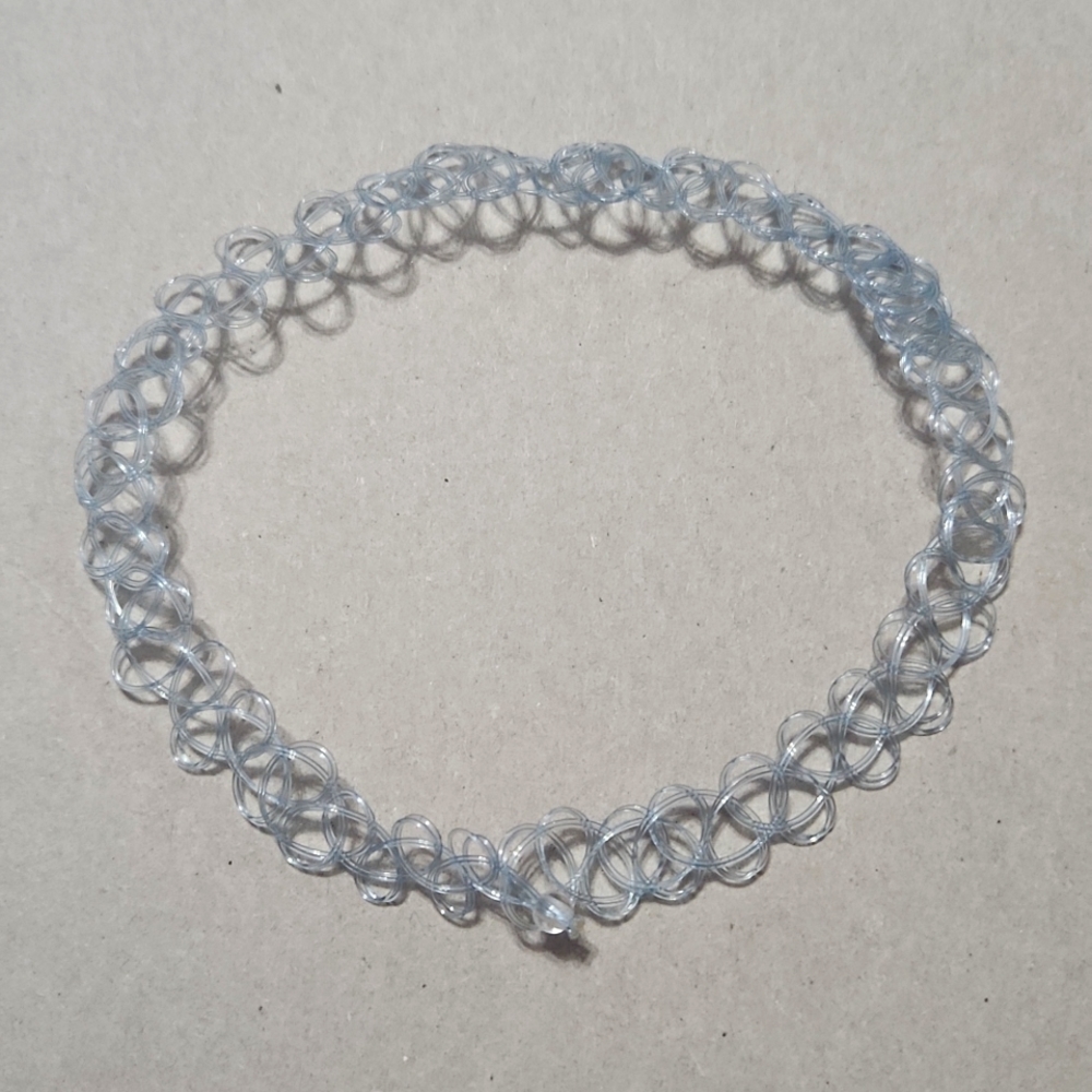 🔴 🆓️ FREE* Y2K Stretchy Jelly Baby Blue Translucent Choker Necklace Bracelet - Picture 3 of 6